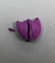 High dose MDMA (ecstasy) tablets have recently been found in NSW – purple shield-shaped tablets